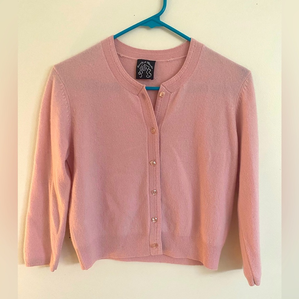 Vintage Rose Colored 100% Cashmere Cardigan